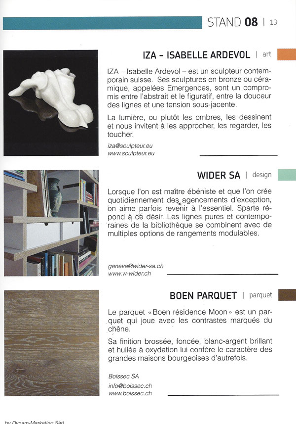 IZA - Isabelle Ardevol catalogue Exposition de sculptures 2014 au Salon Art et Formes, salon roman de l'art et du design.