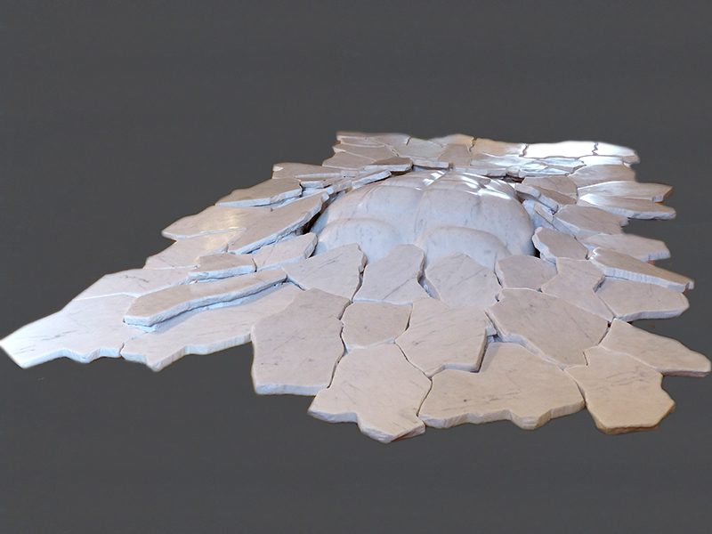 IZA, Isabelle Ardevol, femme artiste contemporain, sculpteure, sculptrice, art En-Terres Andalouses, serie En Terres confinees, marbre blanc de carrare - 2020
