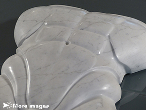 IZA, Isabelle Ardevol, woman contemporary artist, sculptress, art, To our distan love, white marble torso emerging