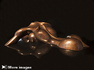 IZA, Isabelle Ardevol, woman contemporary artist, sculptress, art, The Fallen Angel, bronze casted from the acrylic resin original representing a woman dorso taking of, 2015 