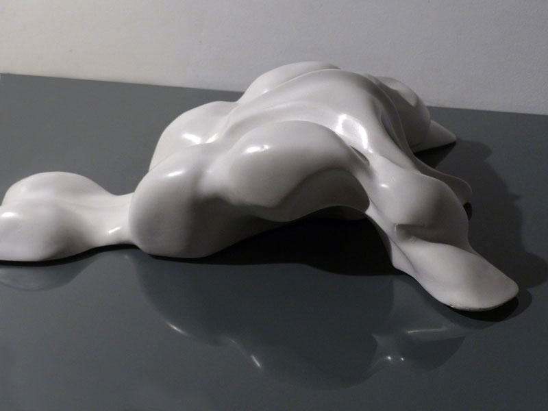 Isabelle Ardevol – Him - represents a male dorso swimming accross society limits, acrylic resin sculpture 2013