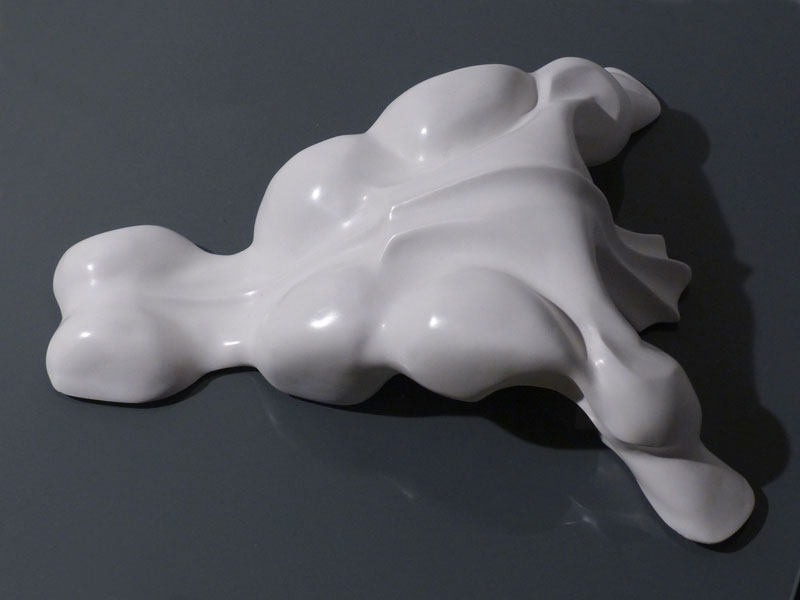 Isabelle Ardevol – Him - represents a male dorso swimming accross society limits, acrylic resin sculpture 2013