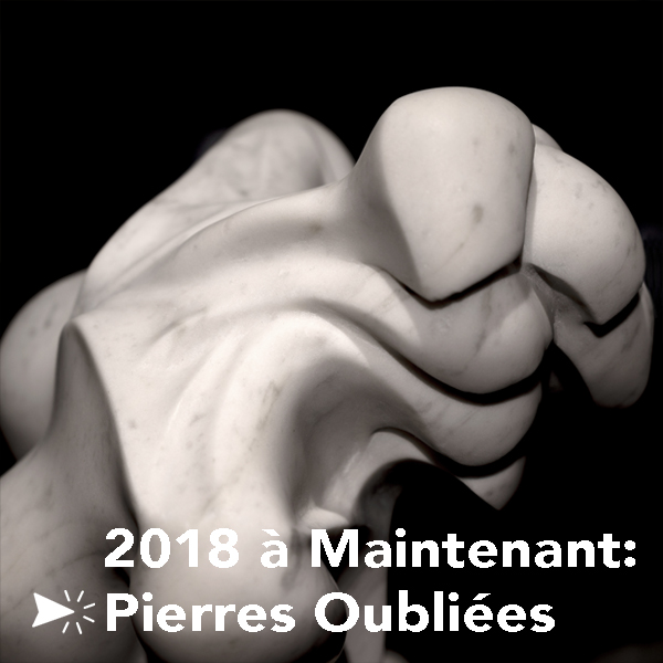 IZA, Isabelle Ardevol, femme artiste contemporain, sculpteure, sculptrice, art vers sculptures 2018-2023 en marbre, albatre et granit de la serie En-Terres Chaotiques, Le réchauffement climatique, l’impact de l’être humain sur la planète, et le mal-être de notre société sont ses inspirations - Sculpteure et art contemporain, Lausanne